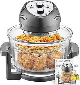 Big Boss Large Capacity Glass Air Fryer Oven with 50+ Air Fryers Recipe Book
